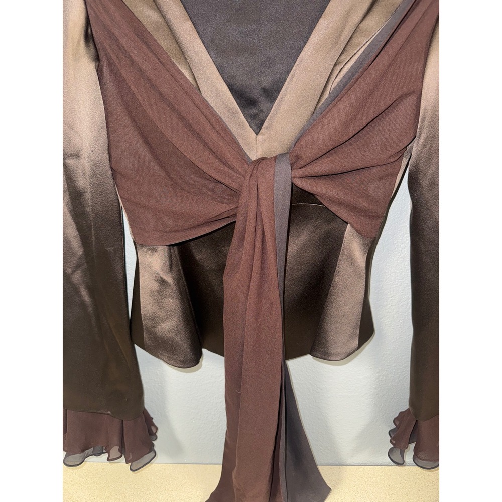 Y2K Style Luly Yang Couture Niobe Silk Charmeuse Jacket Tie Sash Ruffle Cuff NWT - Picture 4 of 12